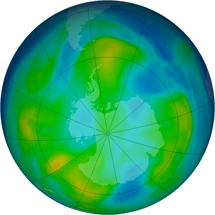 Antarctic ozone map for 10 June 2006